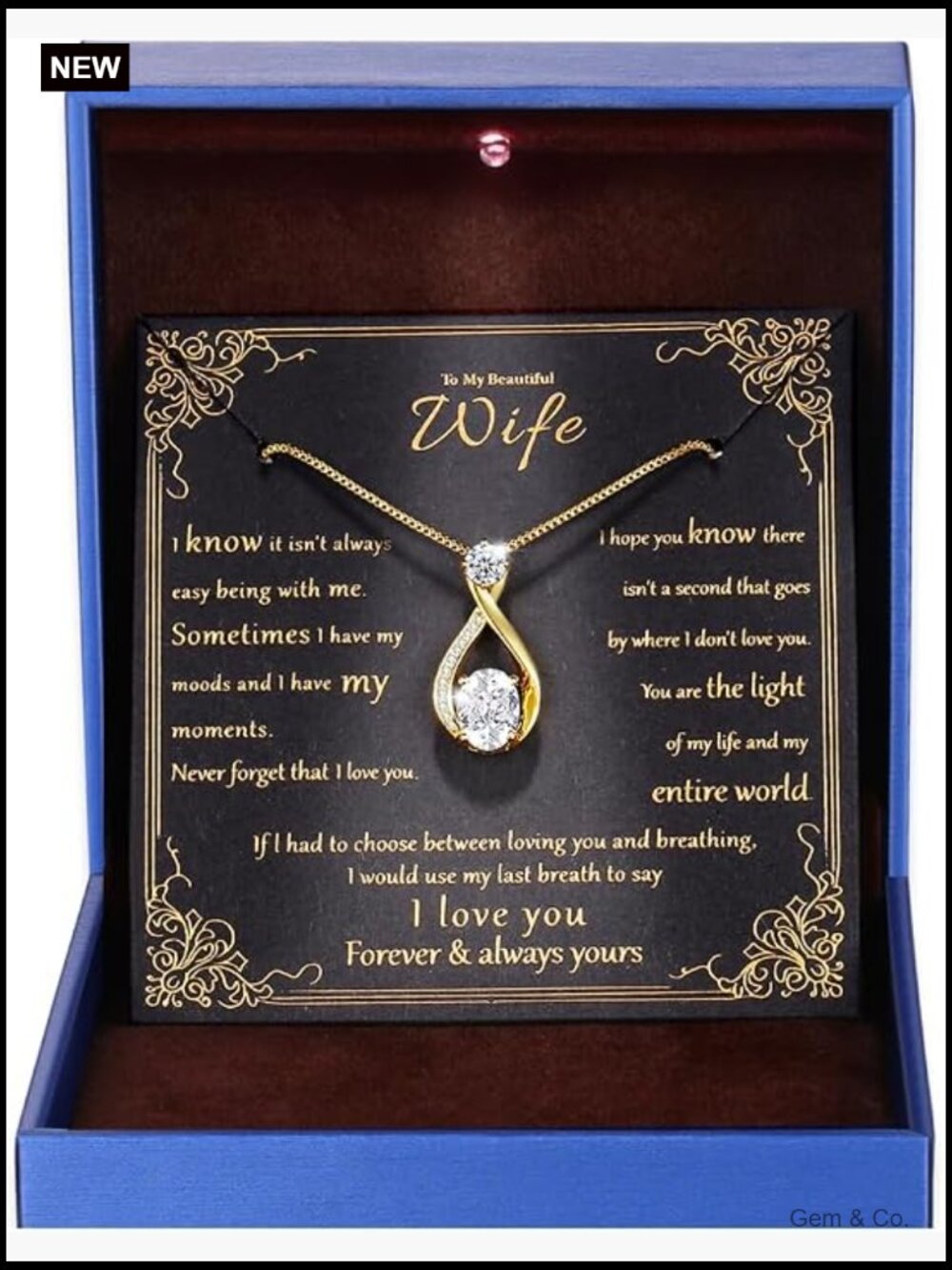 1.5CT Moissanite Infinity Pendant Necklace with Gift Box
